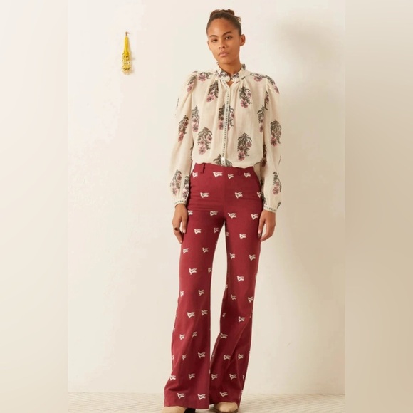 Alix Of Bohemia Burgundy Wide Leg Pants - Picture 1 of 6